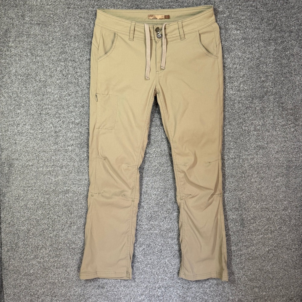 Prana Halle Hiking Pants Womens 4 Short Khaki Tan Roll Up Leg Zion Outdoor